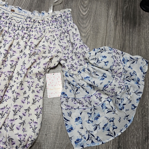 Free people womens floral off shoulder peasant boho blouse nwt small - Picture 2 of 9